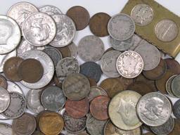 Lot of (100) U.S. Coins Cents to Dollars includeing some Silver.