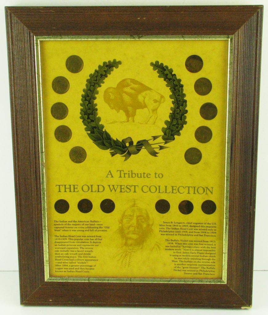 Decorative Display A Tribute to the Old West Coin Collection in Frame.