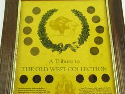Decorative Display A Tribute to the Old West Coin Collection in Frame.