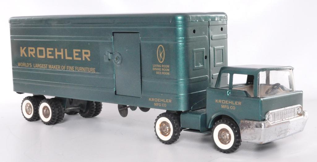 Structo Kroehler Advertising Pressed Steel Semi Truck and Trailer