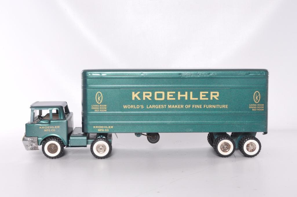 Structo Kroehler Advertising Pressed Steel Semi Truck and Trailer