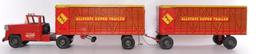 Marx Allstate Super Trailer Pressed Steel Semi Truck with 2 Trailers