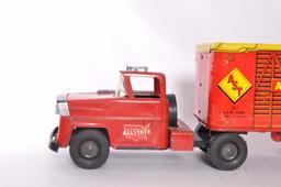 Marx Allstate Super Trailer Pressed Steel Semi Truck with 2 Trailers