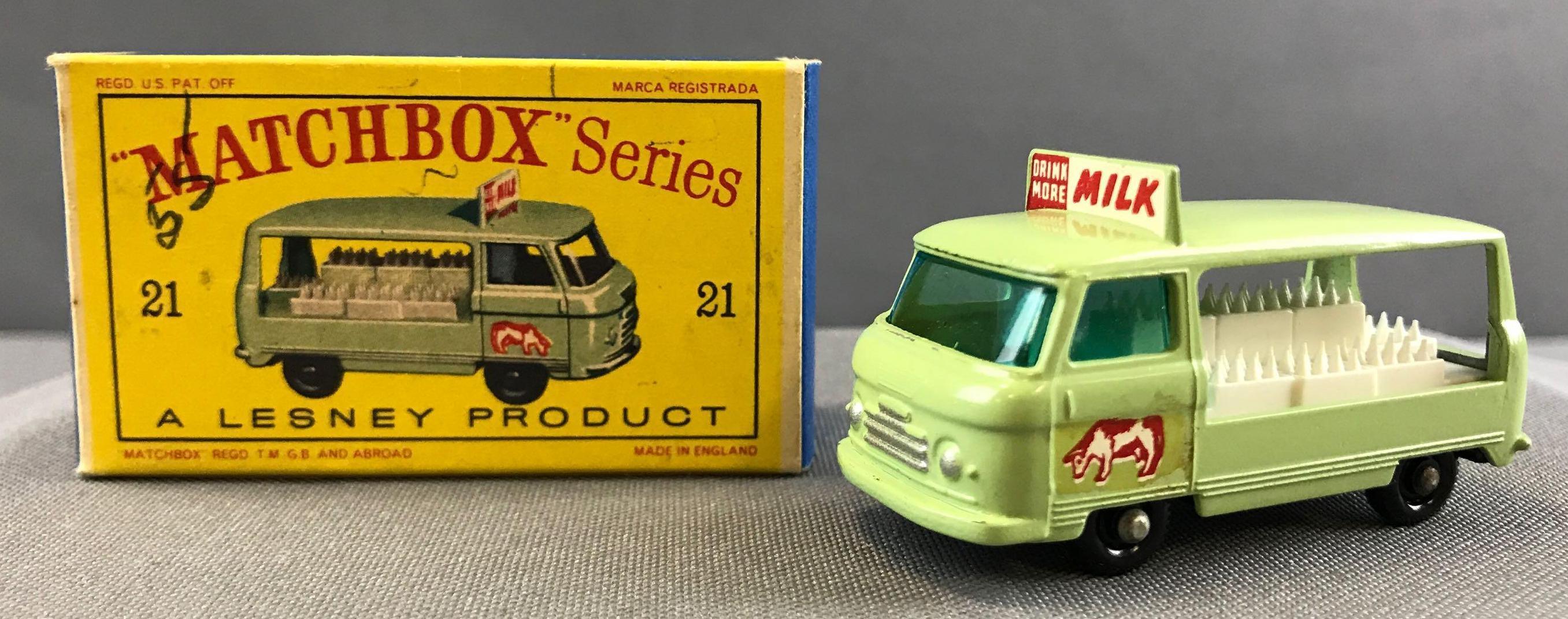 Matchbox No. 21 Commercial Bottle Float Truck die cast vehicle with Original Box
