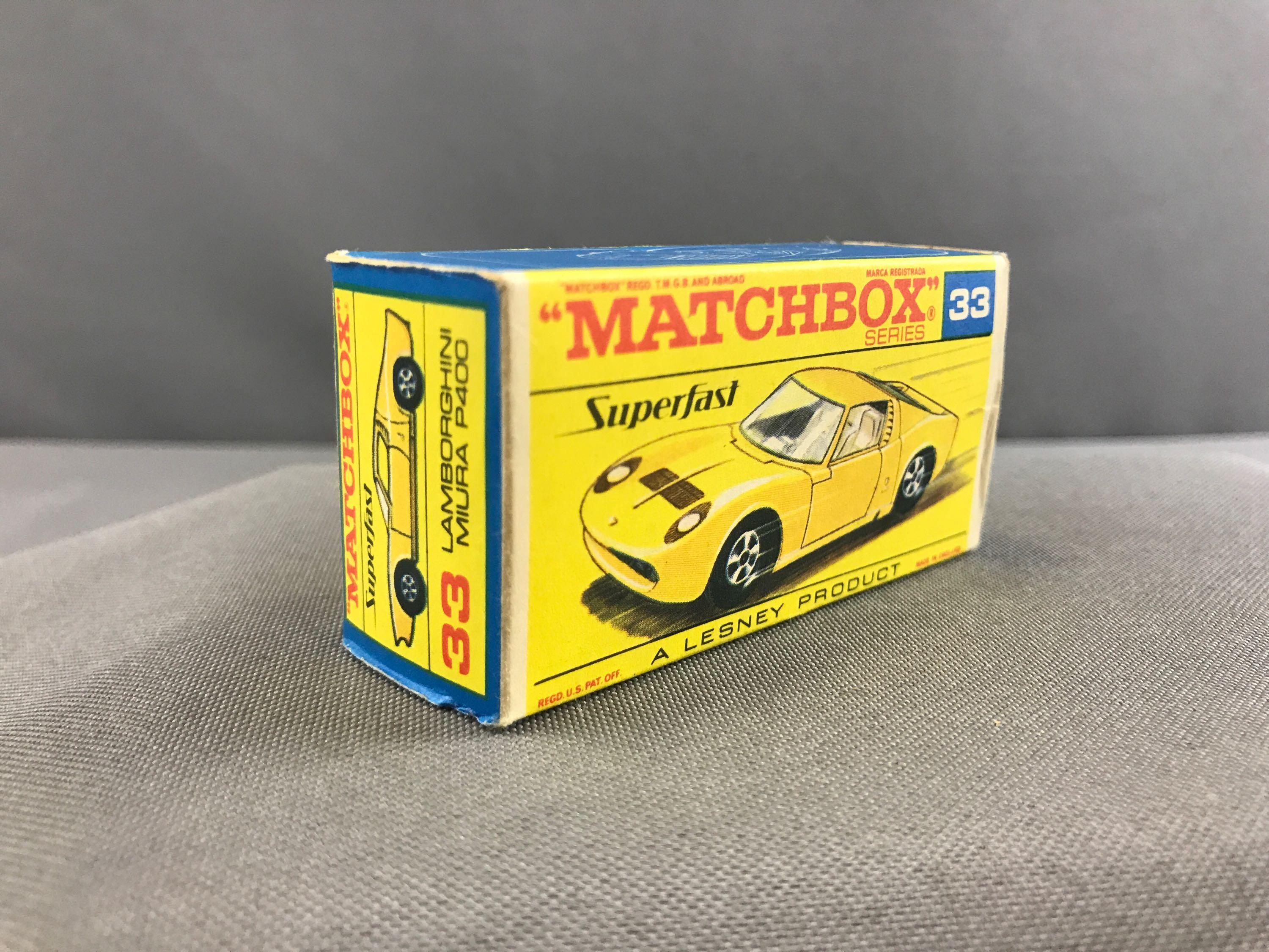 Matchbox Superfast No. 33 Lamborghini Miura die cast vehicle with Original Box