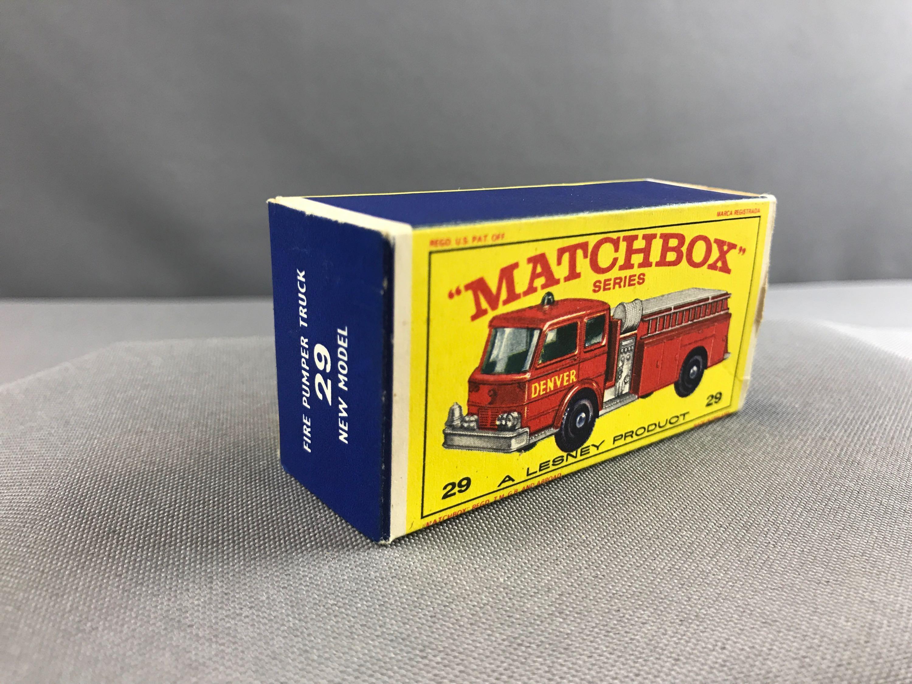 Matchbox No. 29 Fire Pumper Truck die cast vehicle with Original Box