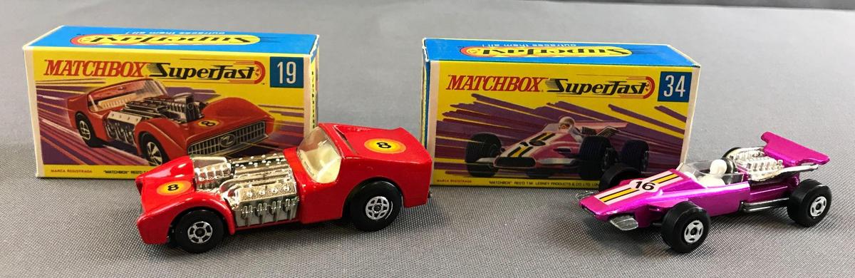 Group of 2 Matchbox Superfast die cast vehicles No. 19 and 34 with Original Boxes