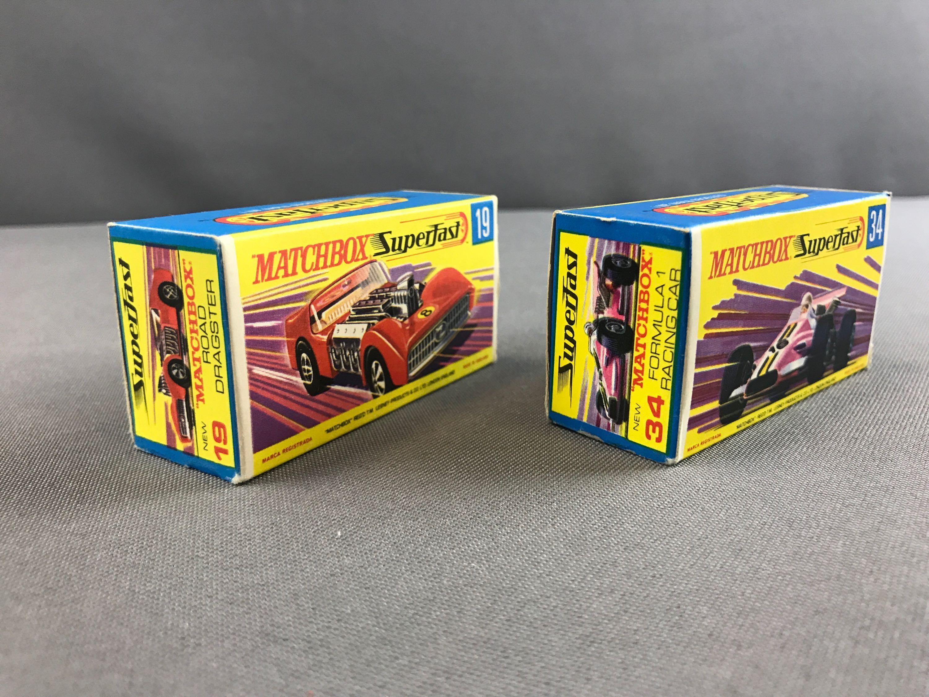 Group of 2 Matchbox Superfast die cast vehicles No. 19 and 34 with Original Boxes