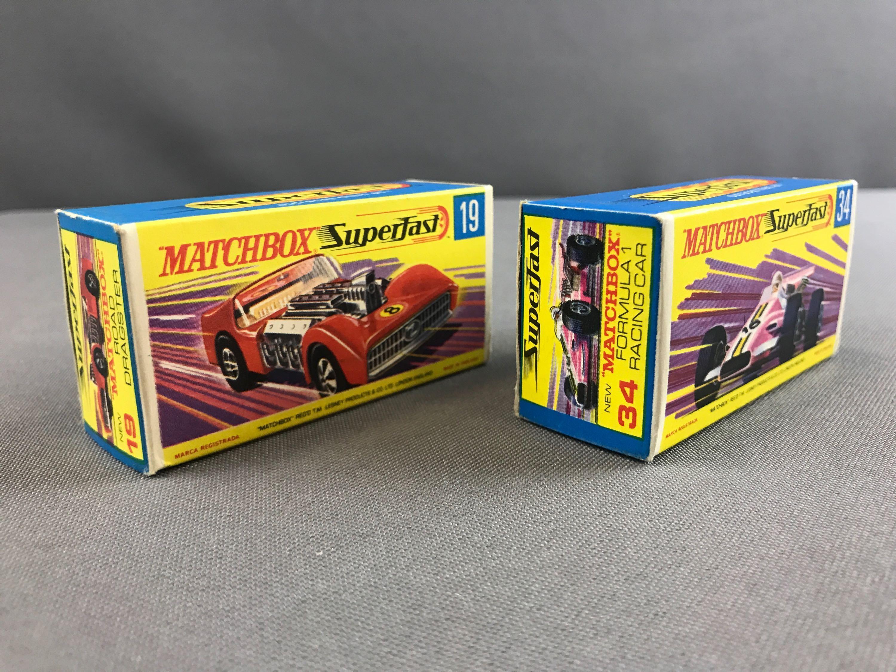 Group of 2 Matchbox Superfast die cast vehicles No. 19 and 34 with Original Boxes