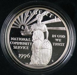 1996 National Community Service Proof Silver Dollar Commemorative..