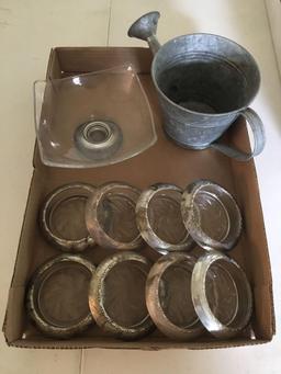 Group of Amston Sterling 144 Rimmed Coasters and more