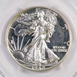 1942 P Walking Liberty Silver Half Dollar (PCGS) PR67+.