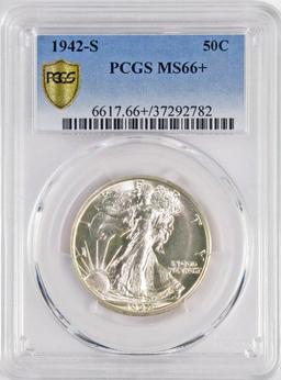 1942 S Walking Liberty Silver Half Dollar (PCGS) MS66+.