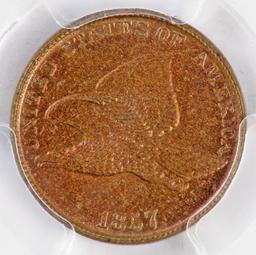 1857 Flying Eagle Cent (PCGS) MS63.