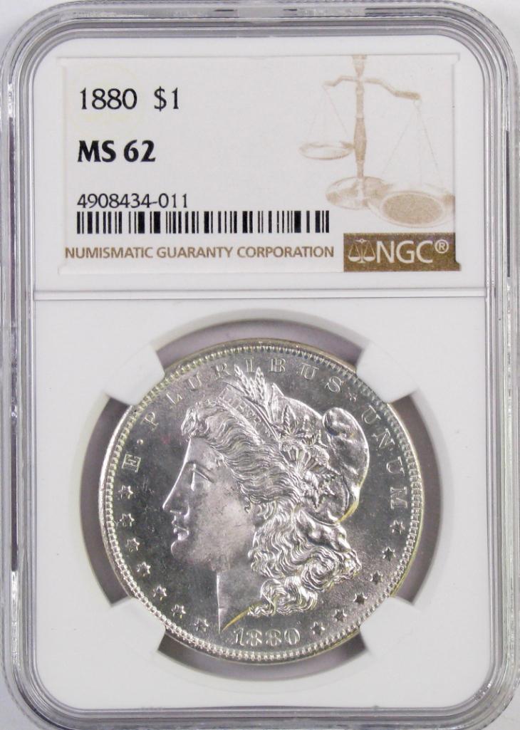 1880 P Morgan Silver Dollar (NGC) MS62.