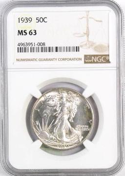 1939 P Walking Liberty Silver Half Dollar (NGC) MS63.