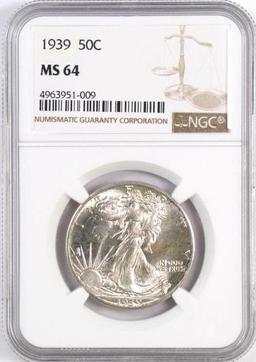 1939 P Walking Liberty Silver Half Dollar (NGC) MS64.