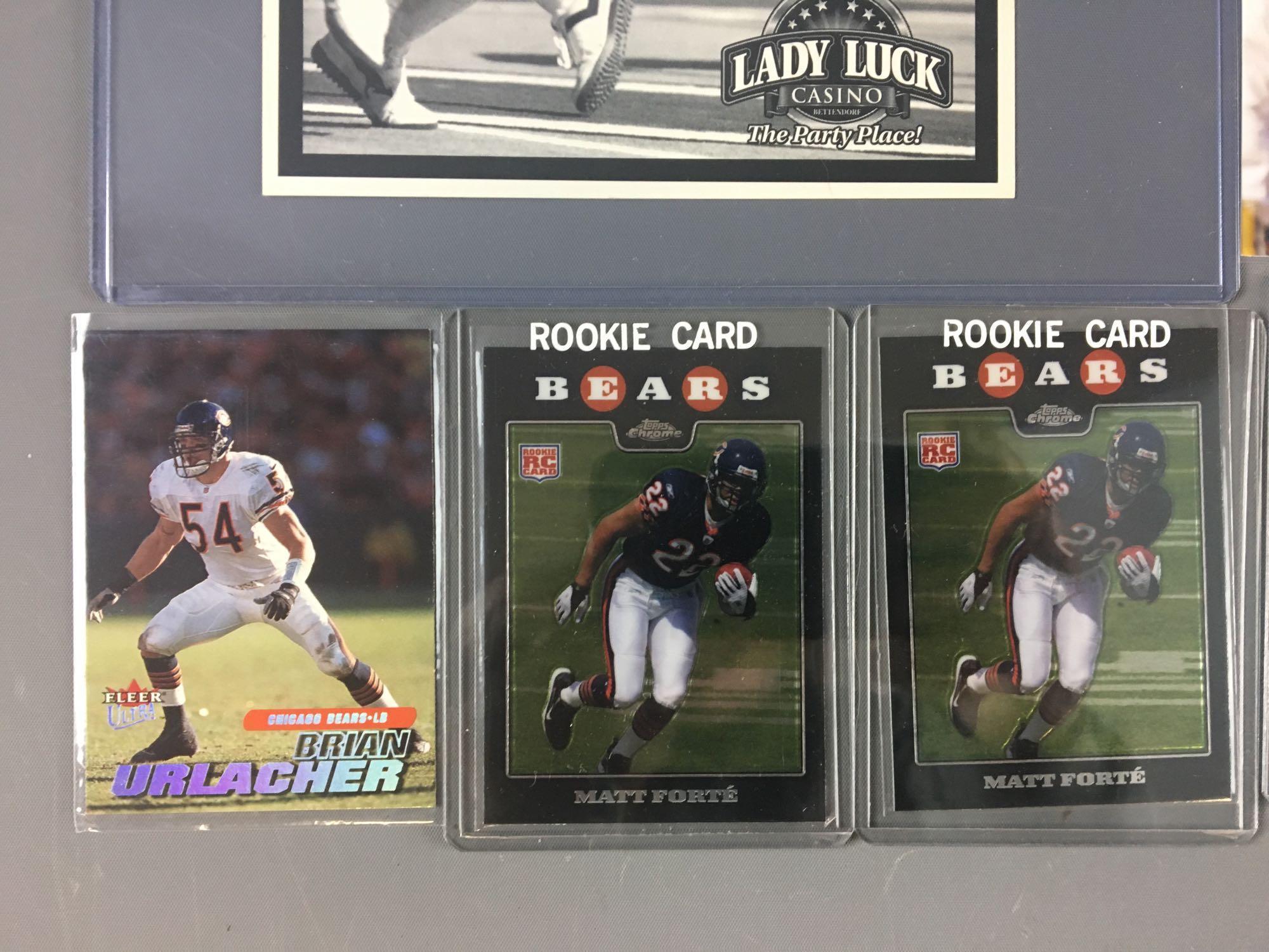 Group of Chicago Bears Rookie Cards, Pinbacks, tickets stubs and more