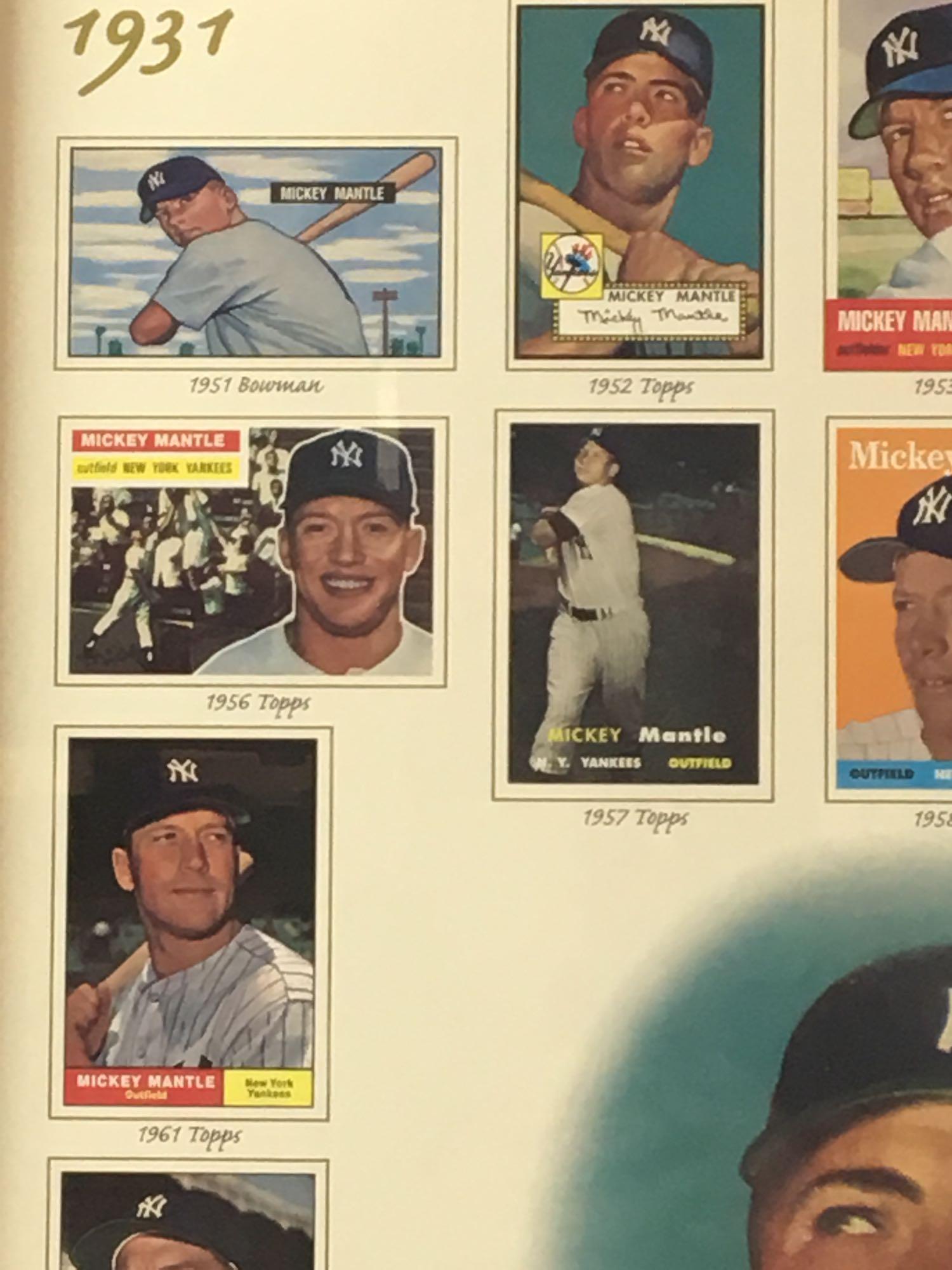 Mickey Mantle Framed and Numbered Baseball Card Poster