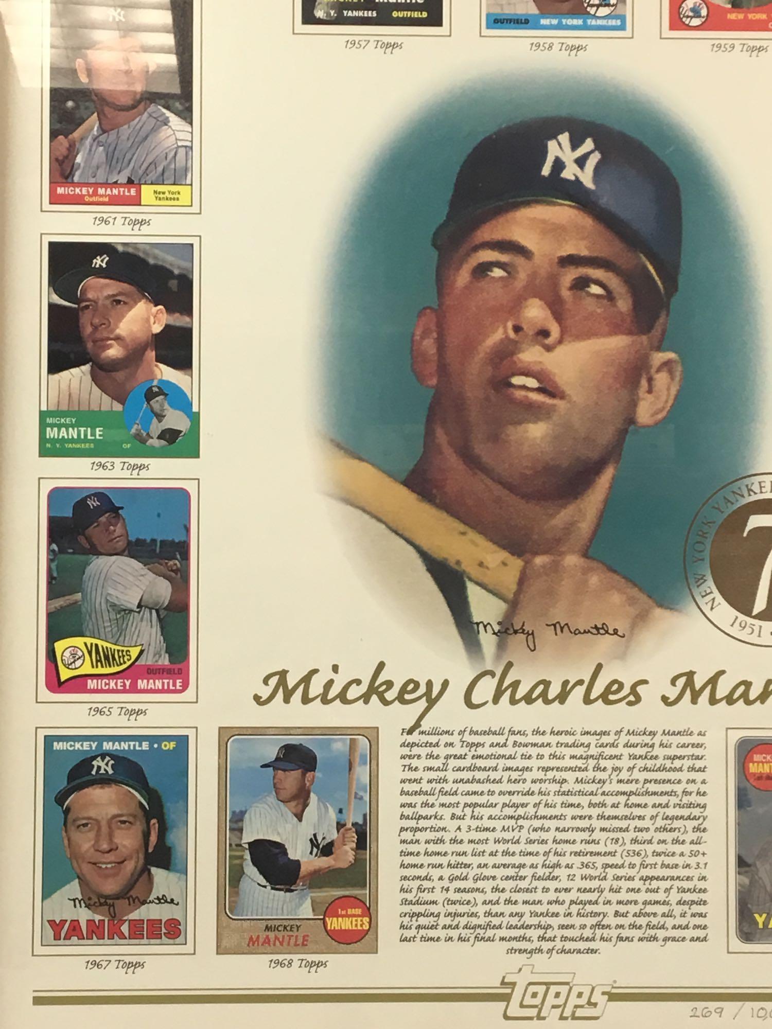 Mickey Mantle Framed and Numbered Baseball Card Poster