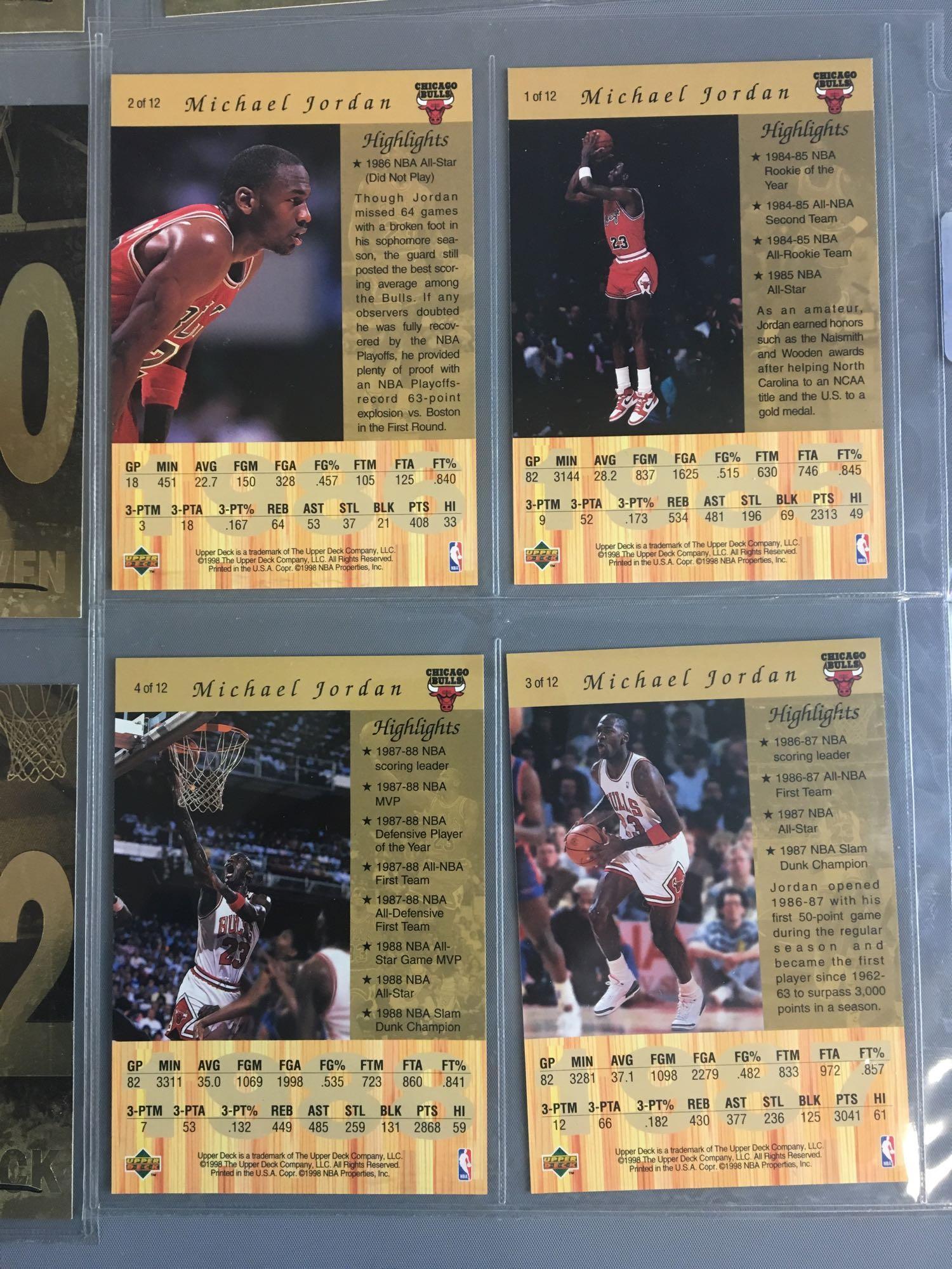 1998 Michael Jordan 12 Card Gatorade Gold Foil Set