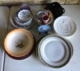 Group of Vintage plates saucers and more