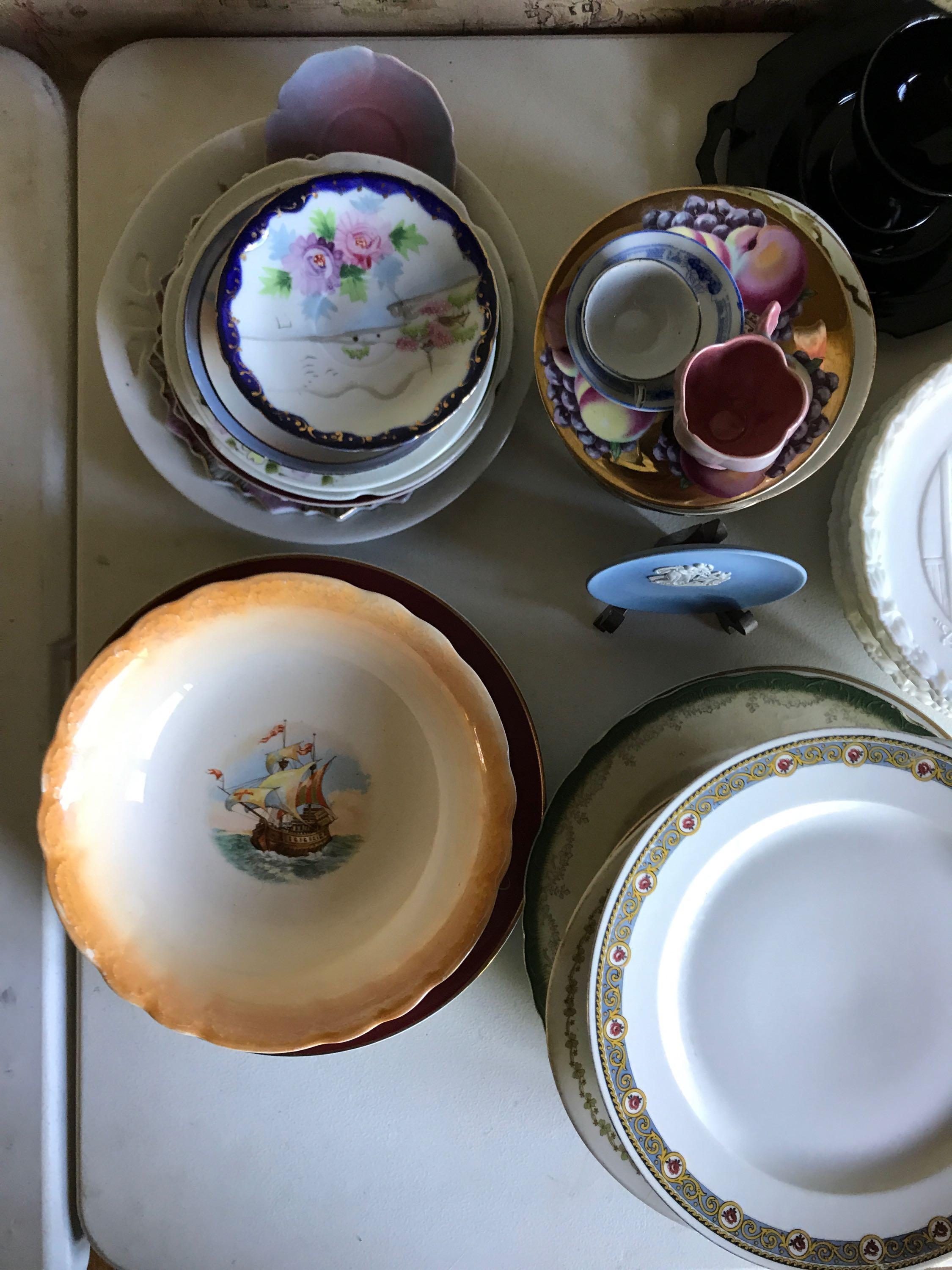 Group of Vintage plates saucers and more