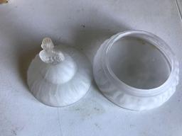 Vintage matte glass covered candy dish