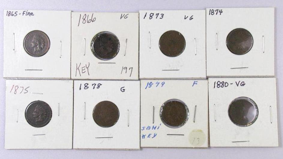 Group of (8) Indian Head Cents.