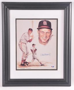 St. Louis Cardinals Stan Musial Signed Print with PSA DNA COA