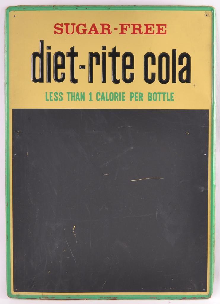 Vintage Diet Rite Cola Advertising Metal Chalkboard Sign