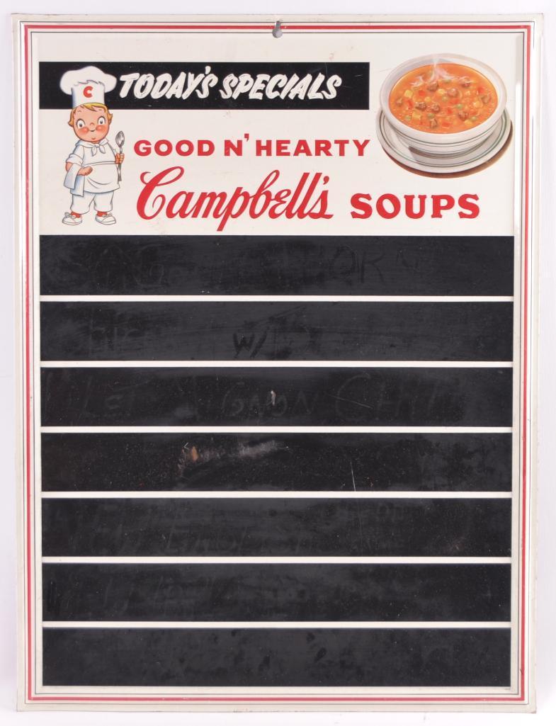 Vintage Campbell's Soups Advertising Metal Chalkboard Sign