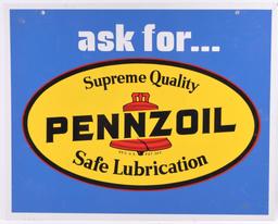 "Ask For Pennzoil" Double Sided Advertising Metal Sign