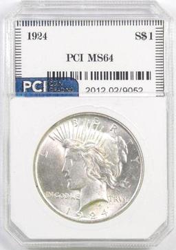 1924 P Peace Silver Dollar (PCI) MS64.