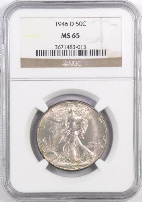 1946 D Walking Liberty Silver Half Dollar (NGC) MS65.