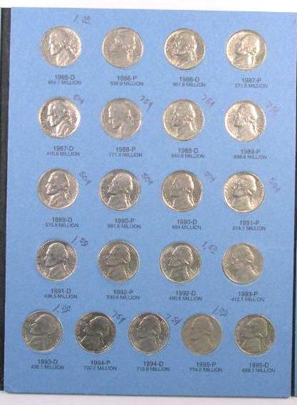 Group of (3) Whitman & H.E. Harris Folders Jefferson Nickels 1938-2012 with (158) Coins.