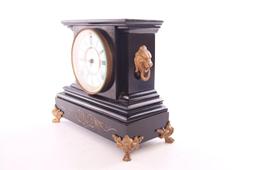 Antique Ansonia Metal Mantle Clock with Lions Head and Feet