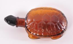 Antique Amber Glass Turtle Flask