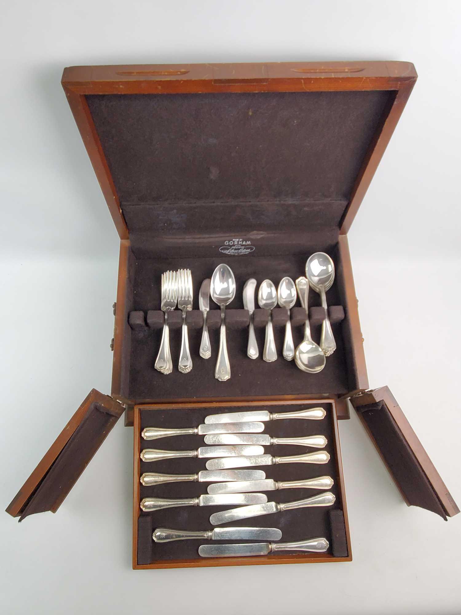 74 pieces : Reed and Barton "Hepplewhite" Sterling Silver Service for 12 w/ Silver Chest
