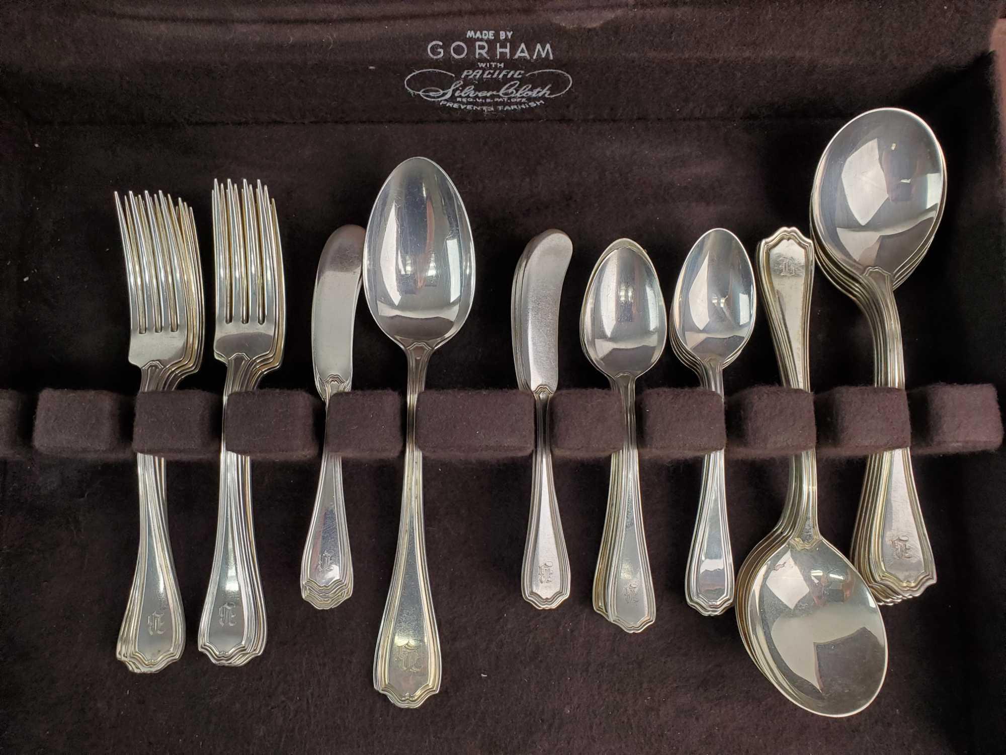 74 pieces : Reed and Barton "Hepplewhite" Sterling Silver Service for 12 w/ Silver Chest