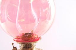 Antique Gone with the Wind Lamp with Cranberry Glass Globe