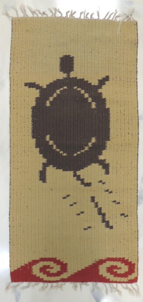 Native American Handwoven Wool Rug w/ Swimming Turtle Design