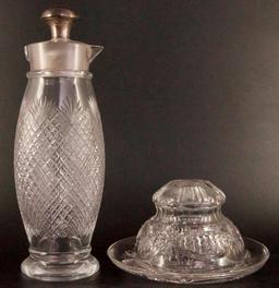 Group of 2 Antique Cut Glass Items