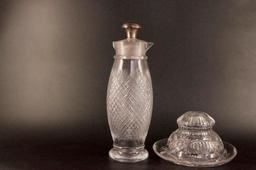 Group of 2 Antique Cut Glass Items