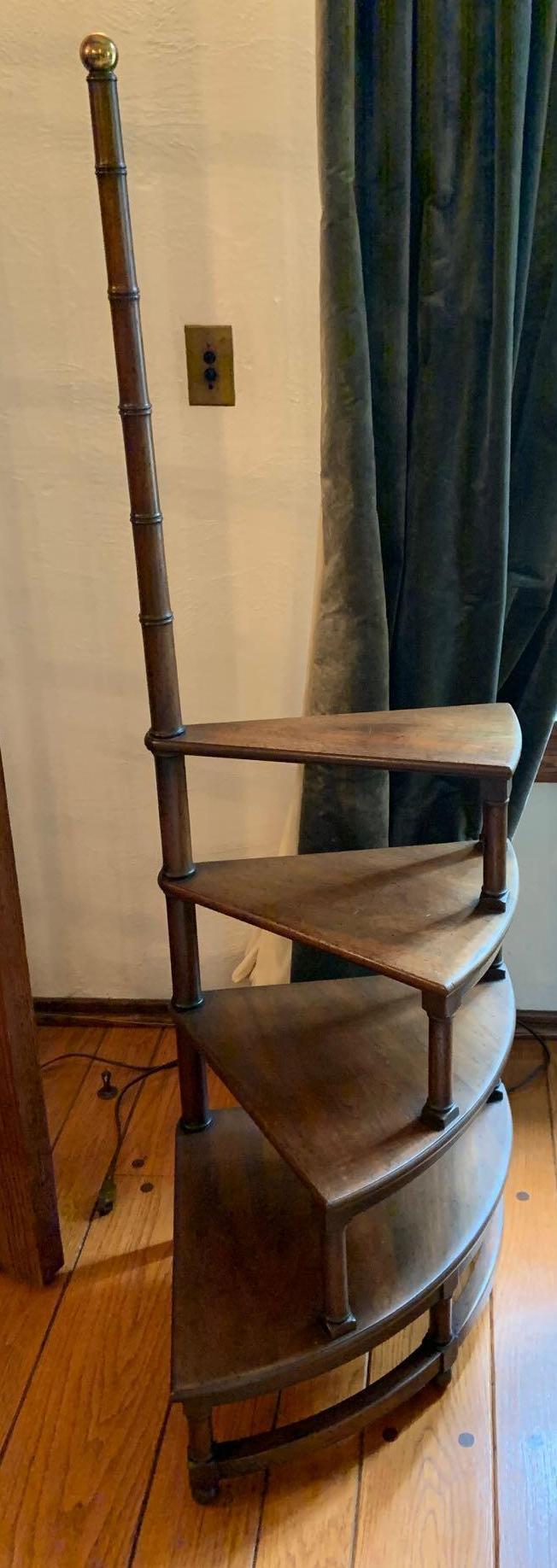 Antique Mahogany Spiral Library Stairs