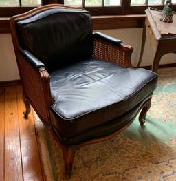 Vintage caned and leather chair