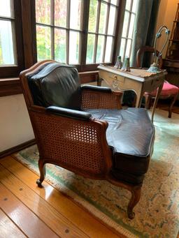 Vintage caned and leather chair