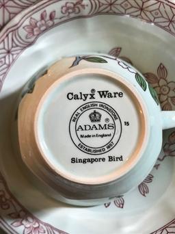 Large group of vintage Calyx Ware Singapore bird dishes