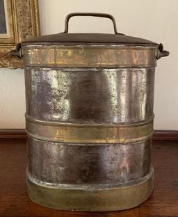 Antique coal bucket with cast iron handle