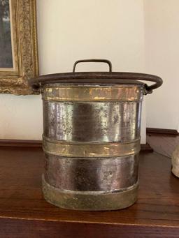 Antique coal bucket with cast iron handle